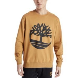 New Timberland Brushback Tree Logo Crew Fleece Sweatshirt Men's S Cotton Retro